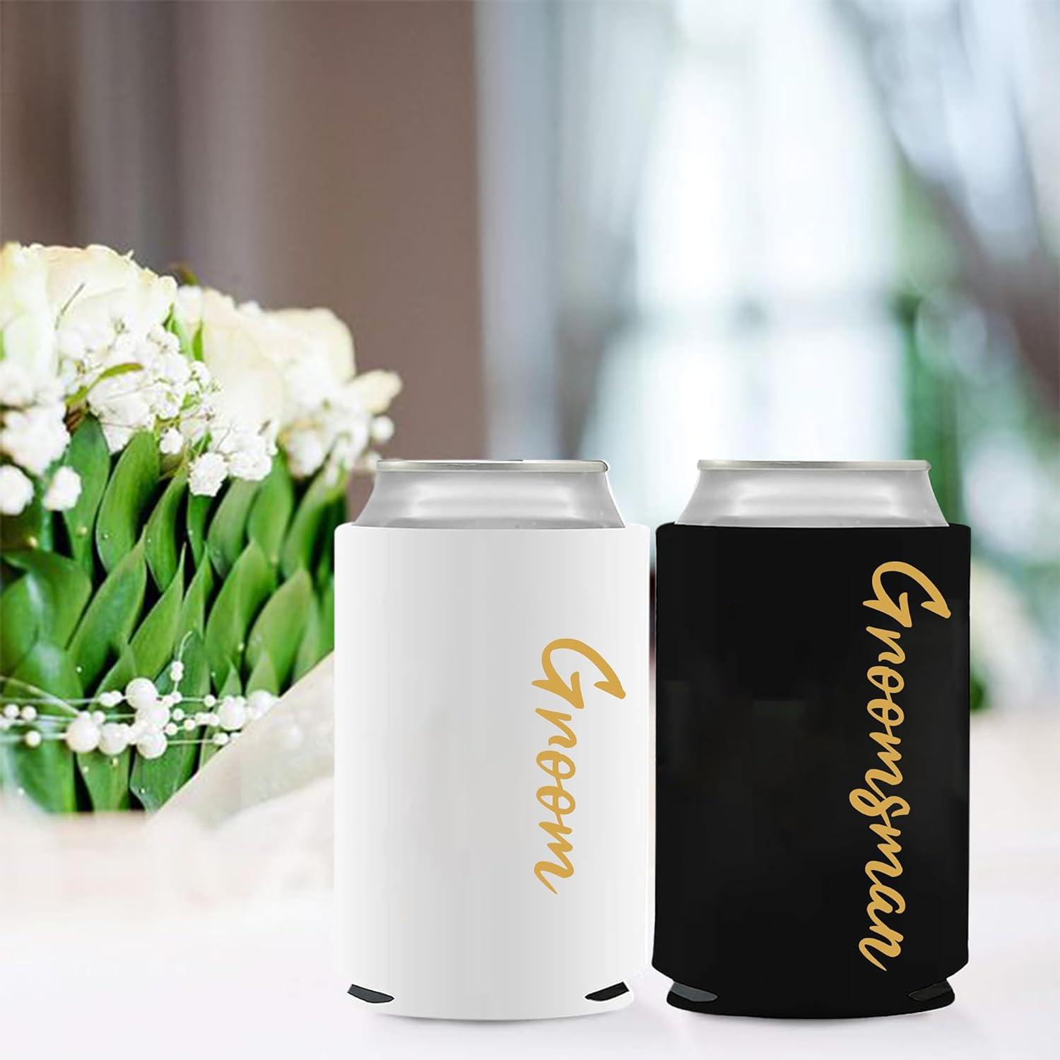 GroomBrideGifts Wholesale Bachelor Party Favors Can Cooler Sleeves Beer Can for Party Decorations(WORD-H)